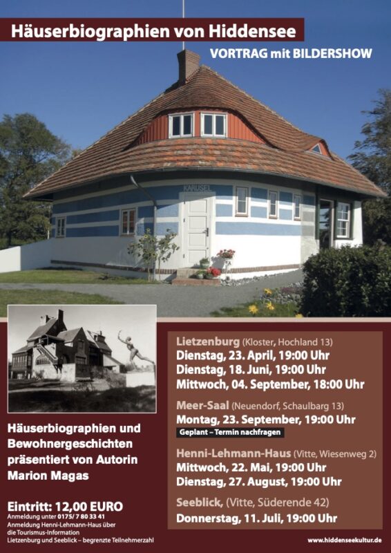 Vortrag & Bildershow mit Autorin Marion Magas - Häuserbiographien und Bewohnergeschichten von Hiddensee