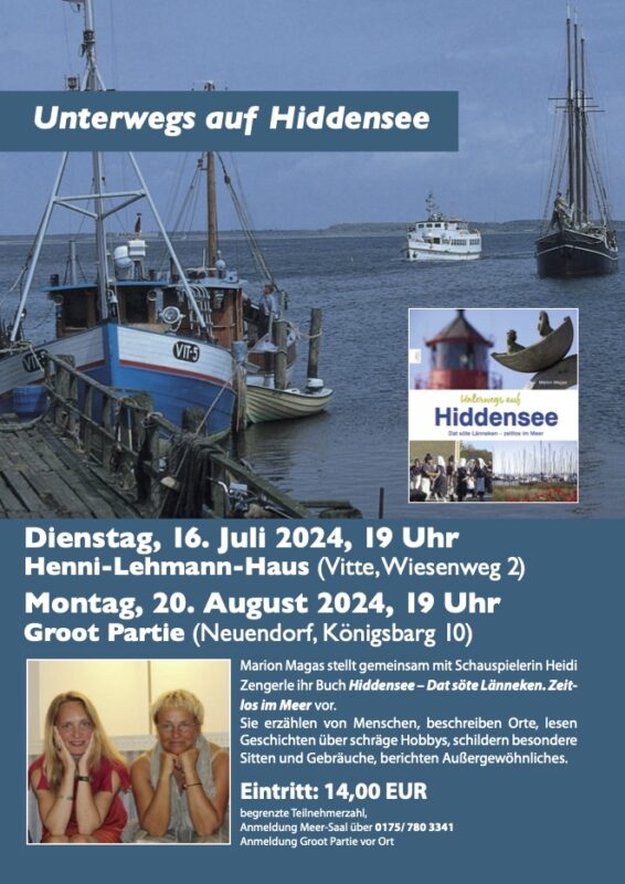Lesung mit Heidi Zengerle, Sabine Kolbe & Autorin Marion Magas – Unterwegs auf Hiddensee - Zeitlos im Meer