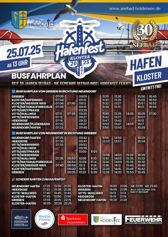 Hafenfest Hiddensee - Das Fest für die ganze Familie am Hafen in Kloster - Eintritt frei