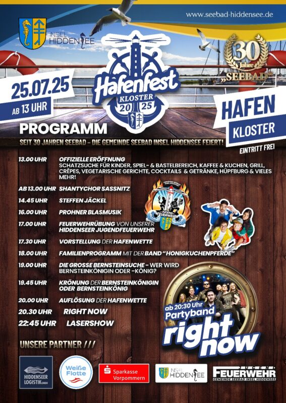 Hafenfest Hiddensee - Das Fest für die ganze Familie am Hafen in Kloster - Eintritt frei