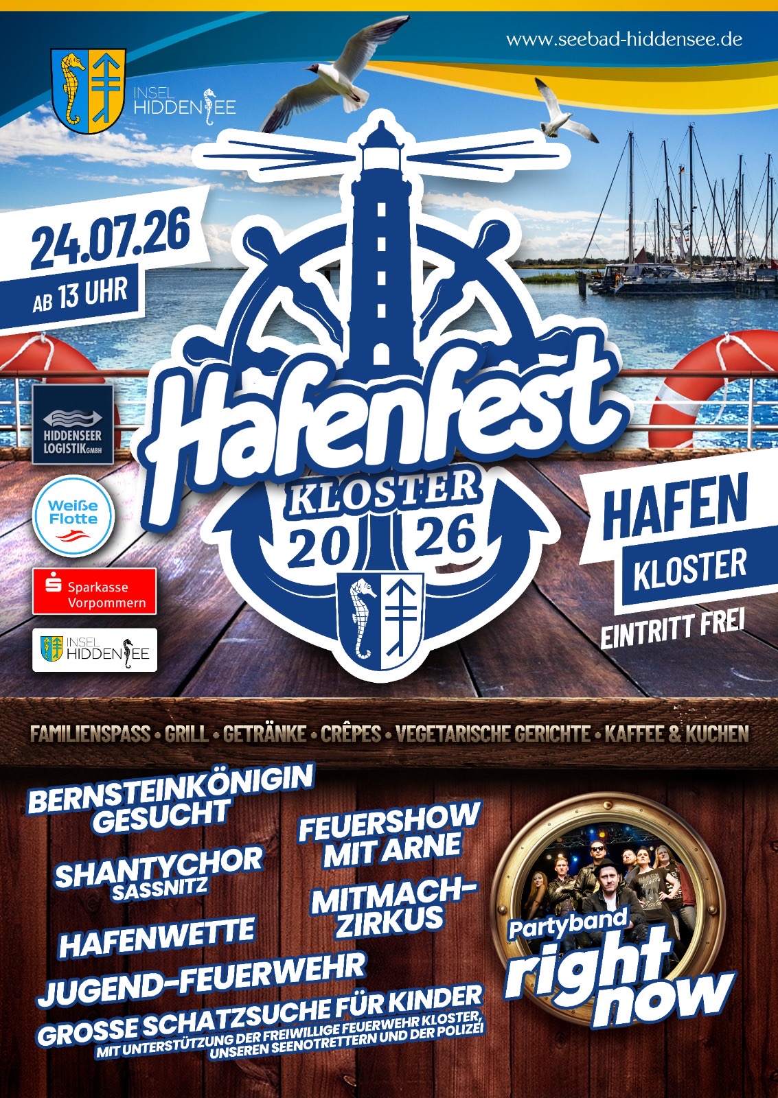 Hafenfest Hiddensee - Das Fest für die ganze Familie am Hafen in Kloster - Eintritt frei / Sonderfahrplan Inselbus