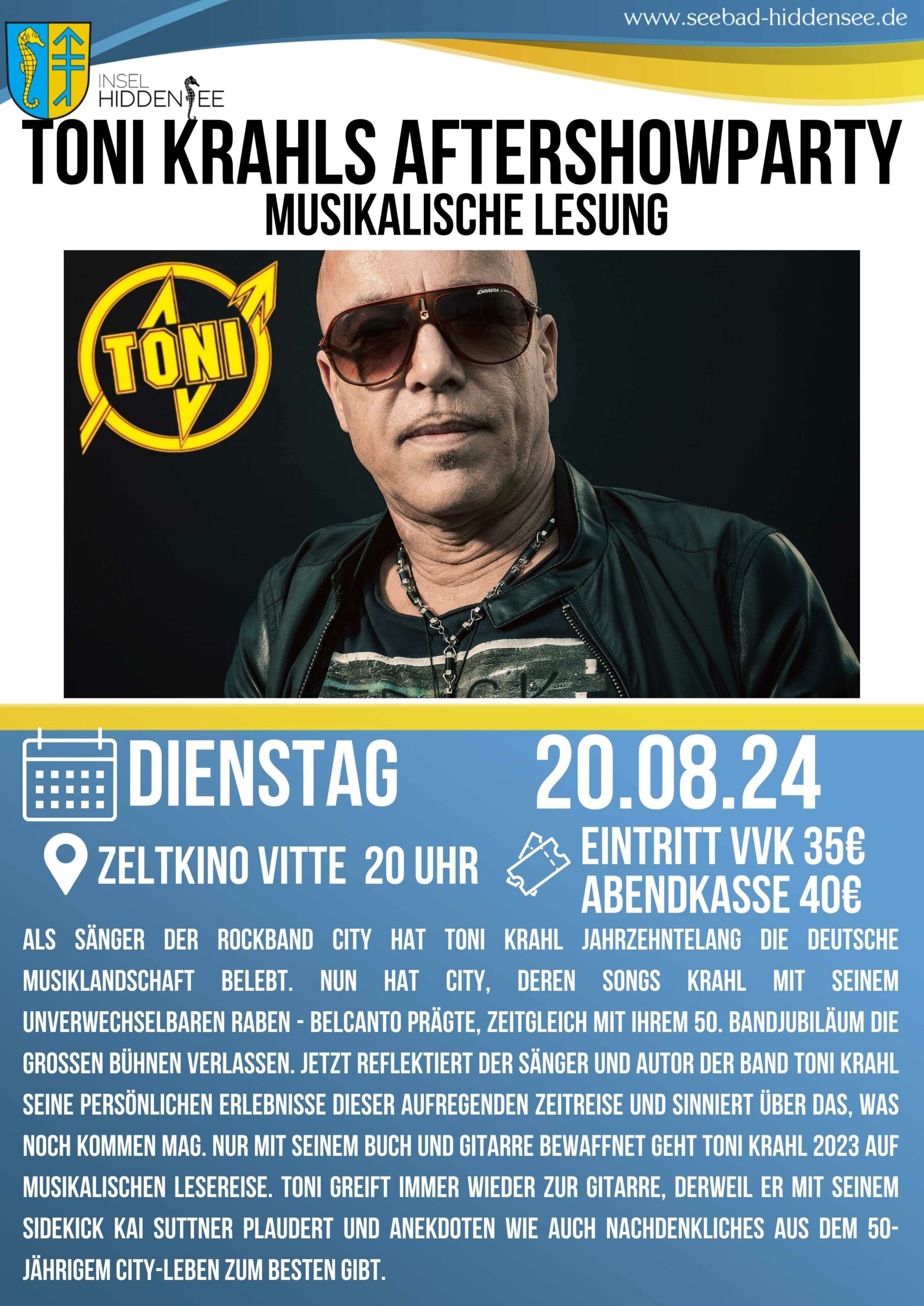 TONI KRAHLs AFTERSHOWPARTY musikalische Lesung (ehem. Sänger von der Kultband