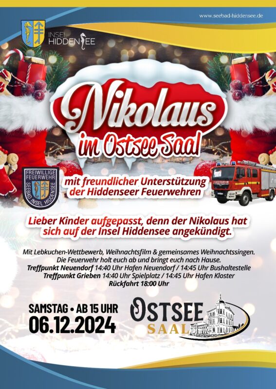 Nikolaus im OstseeSaal – mit den Hiddenseer Feuerwehren, Familienfreude und einer Fußball-Ecke