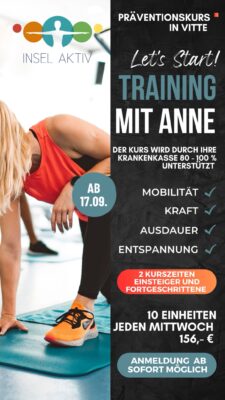 Let's Start! TRAINING MIT ANNE IM STRANDHOTEL VITTE