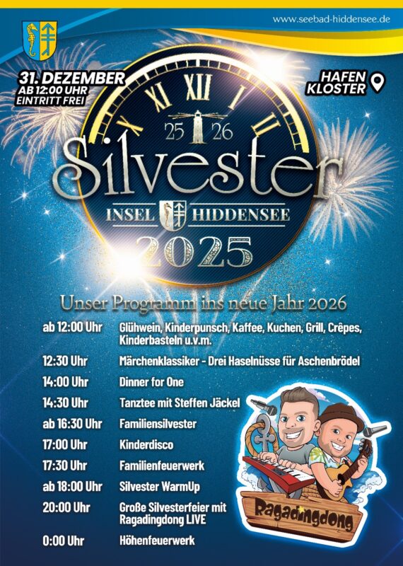 Silvester auf Hiddensee - inkl. Familiensilvester und Höhenfeuerwerk im beheizten Festzelt - Eintritt frei