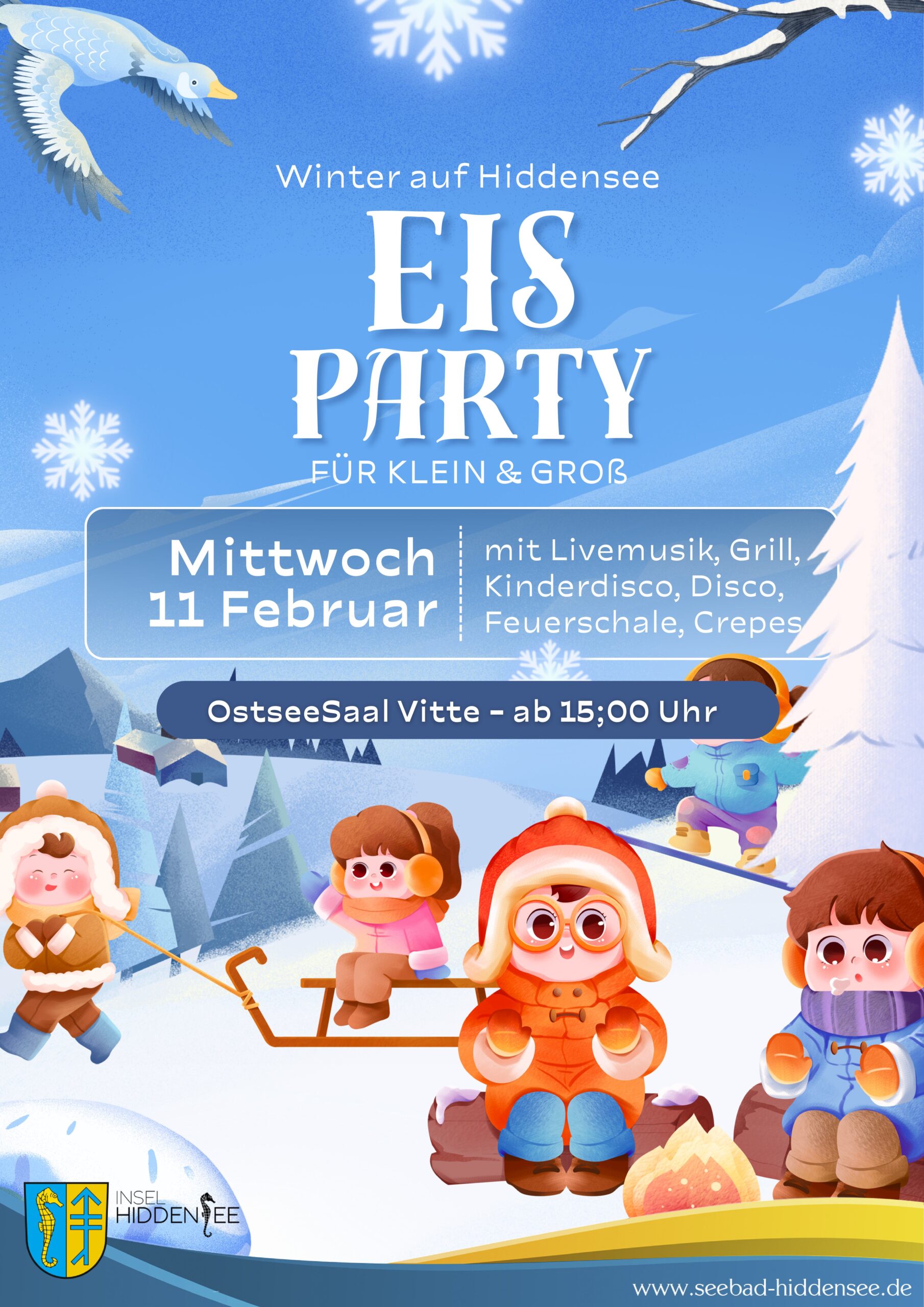 🎉 Eisparty für Kinder im Ostsee-Saal Vitte! ❄️