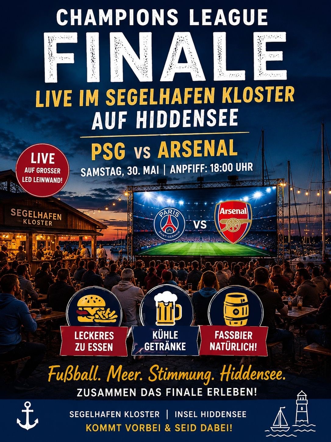 Champions-League-Finale - Übertragung im Seglerhafen Kloster