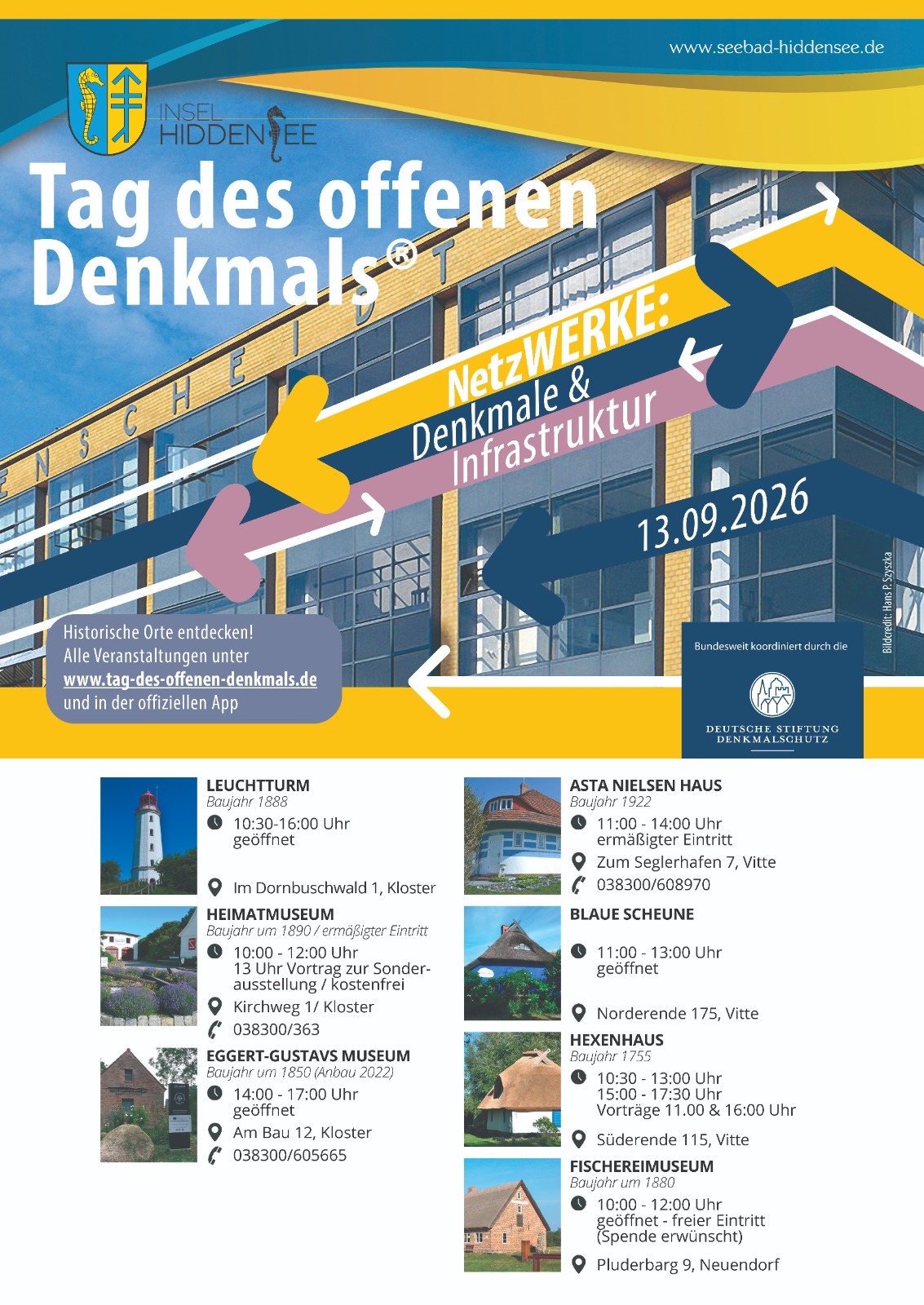 Tag des offenen Denkmals 2026 - Häuser: Hexenhaus, Blaue Scheune, Heimatmuseum, Gustav Eggert Museum